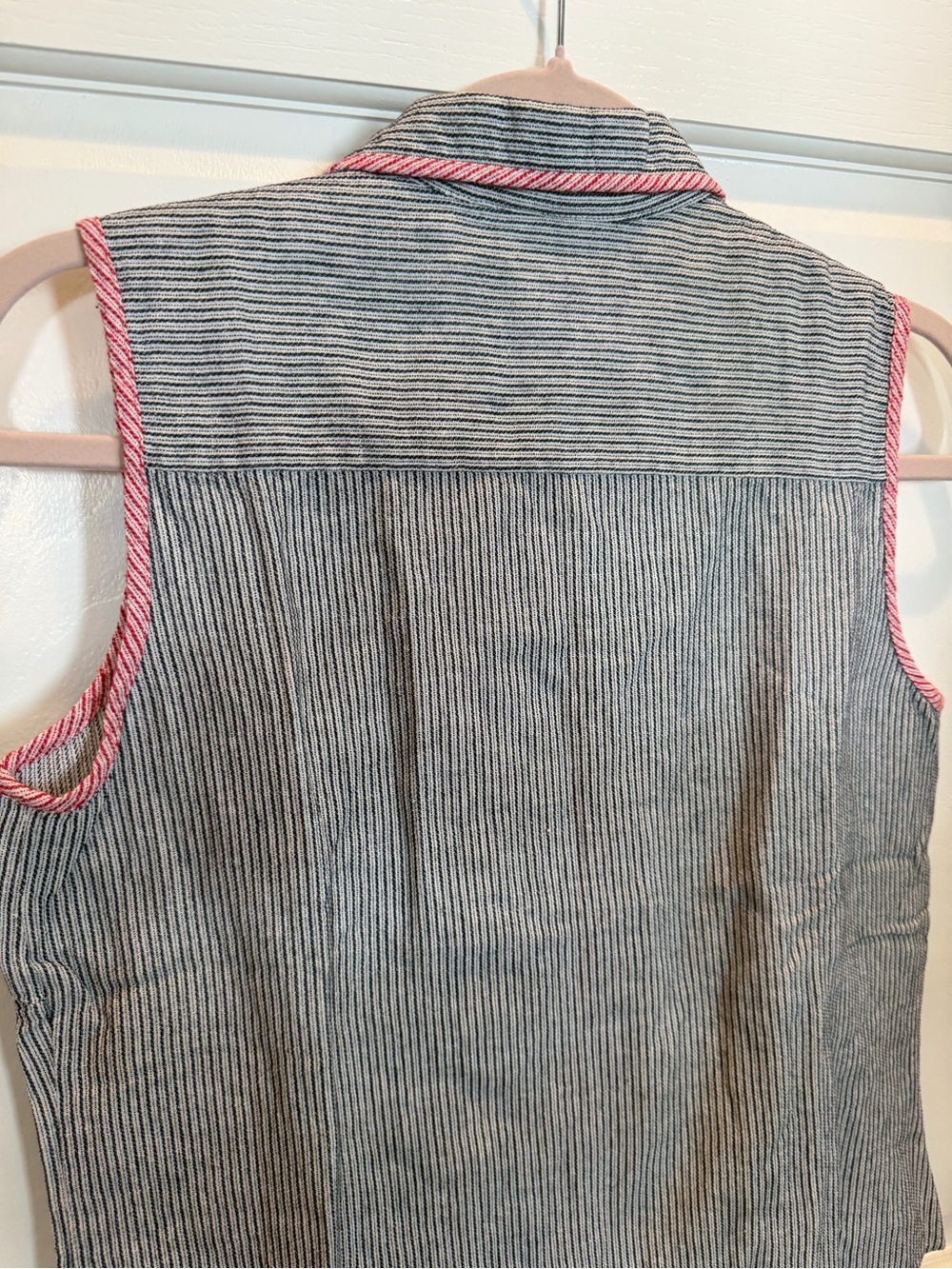 Blue-White Striped Tank with Star Embroidery -Vintage 4th of July Shirt - Picture 9 of 13